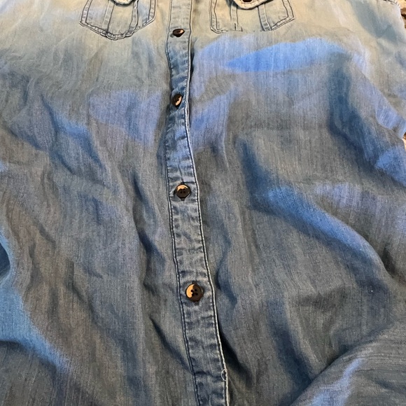 S Given Kale Women's Lyocell Shirt Dress Blue Sleeveless Summer Fall Denim Raw H - Picture 8 of 11